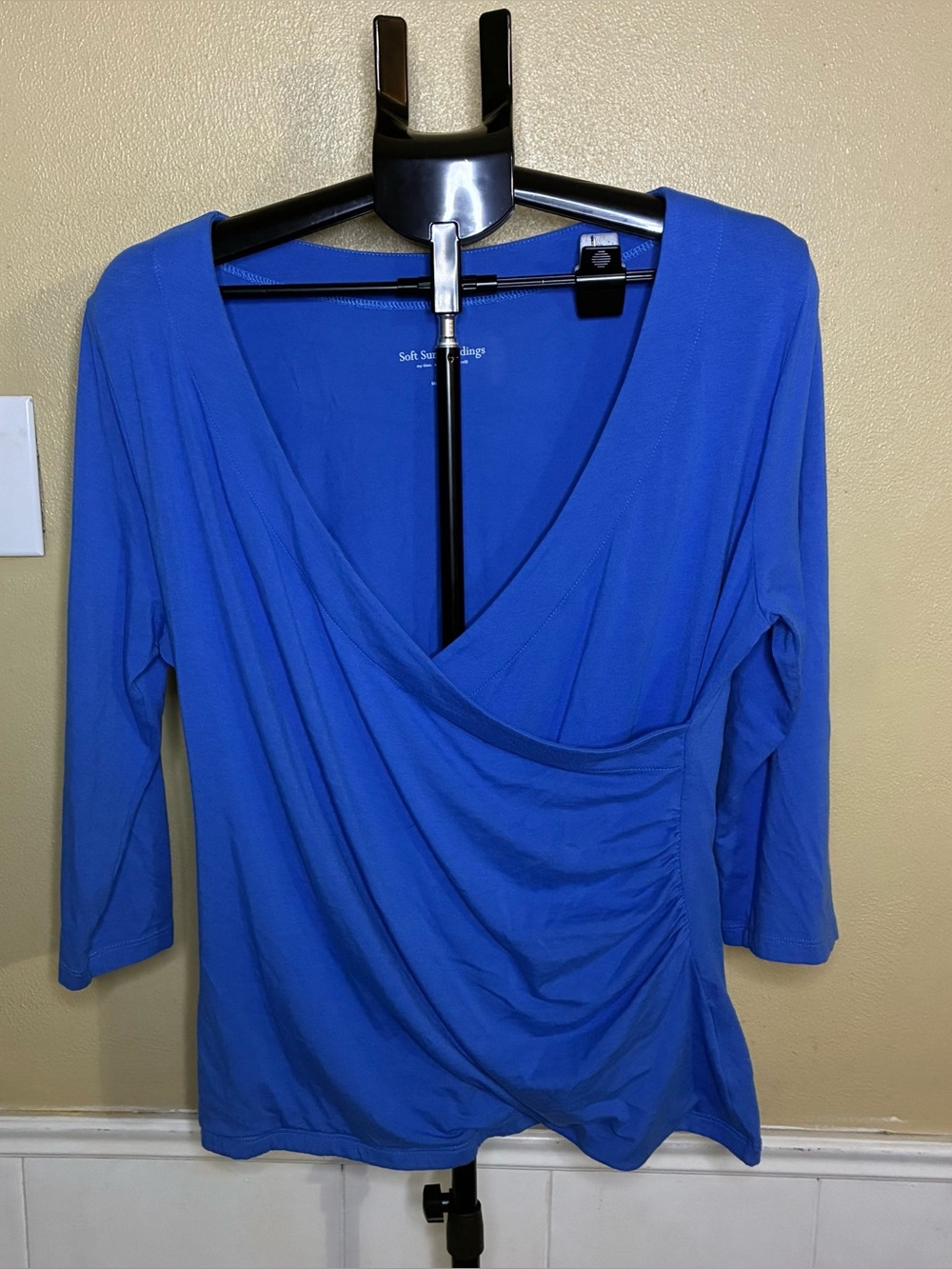 Soft Surroundings Royal Blue Wrap-Style Long Sleeve Top